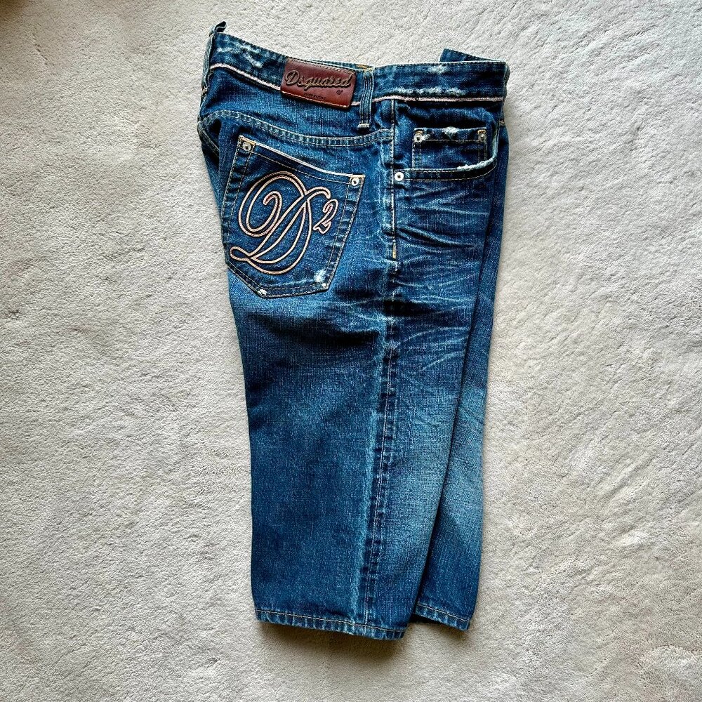 Made-in-Italy DSQUARED2 Selvedge Denim LOGO Jean SHORTS Size 48 EUR | 32 US